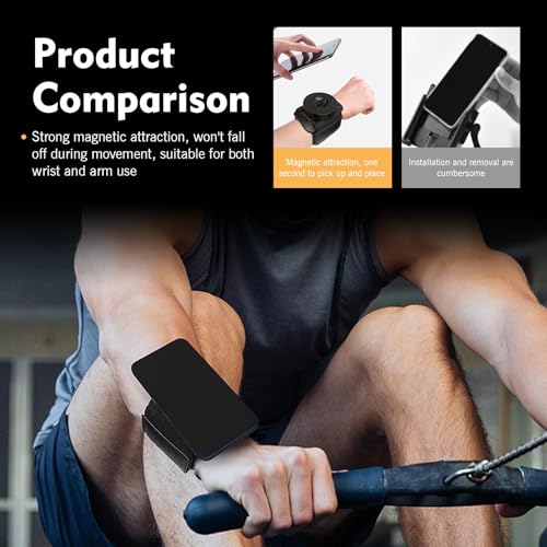 Wristband Phone Holder, Super Adsorption Hands-free Motorcycle Phone Mount, Adjustable Sports Armband Mobile Holder with Breathable Elastic Webbing, for Biking Walking Live Broadcast (Black)
