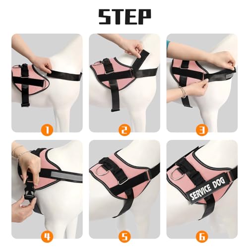 MUMUPET Service Dog Vest, No Pull & Reflective Dog Harness, Pink, XS - color: Pink, size: X-Small