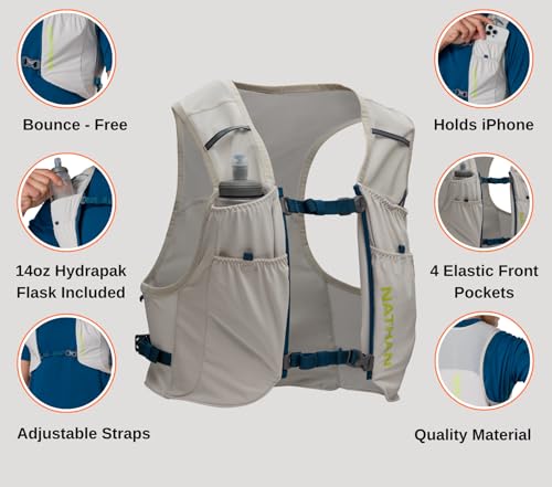 Nathan Pinnacle Featherlite 1.5L Hydration Vest for Running – Ultra-Lightweight, Compression-Fit with Hydrapak Soft Flask - size: Large-X-Large, style: Vapor Grey