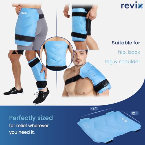 REVIX Ice Pack Wrap for Hip Replacement with Straps, Reusable Gel Cold Pack - color: Blue, size: standard