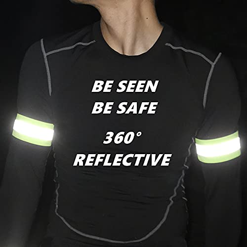 Reflective Running Gear,Reflective Bands for Arm/Wrist/Ankle/Leg,Biking Accessories for Women and Men - color: Yellow - 2 Bands