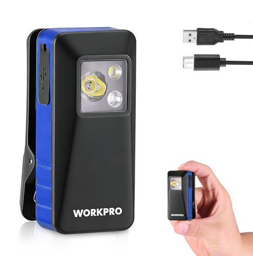 WORKPRO Rechargeable 500 Lumens EDC Flashlight Clip-on Light with 8 Modes - color: Blue