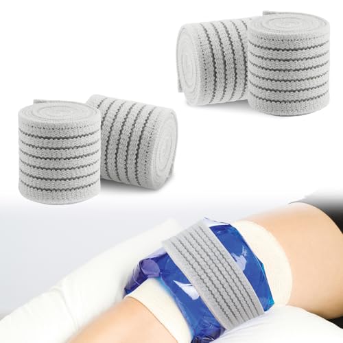4Pack Elastic Ice Pack Straps,35.5" x 2" Reusable Fastening Bands - color: Gray