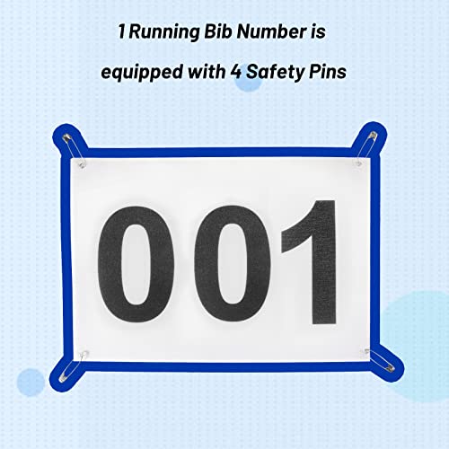 Running Bibs Race Competitor Numbers Waterproof Runners Race Numbers with Safety Pins for Marathon Races Events 5.9" x 7.9" - style: Number 001-100