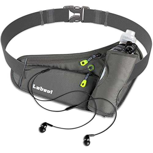 Running Belt, Waterproof Hydration Belt with Water Bottle Holder Hiking Walking Waist Pack Reflective Adjustable Fanny Pack Compatible for Phone Waistband Outdoor - color: Grey
