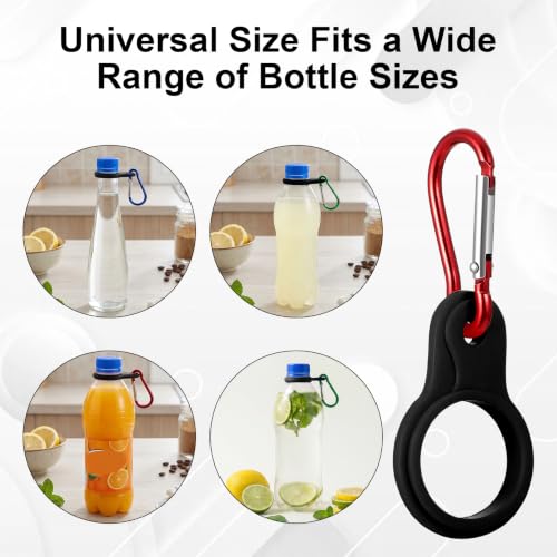 7 Pack Silicone Water Bottle Holder Clip, Keychain Ring for Backpack