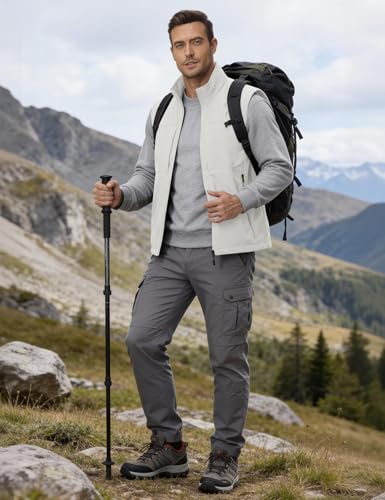 Eisctnd Mens Lightweight Quick Dry Vest Sleeveless Outerwear Utility Jacket - color: Beige, size: Medium