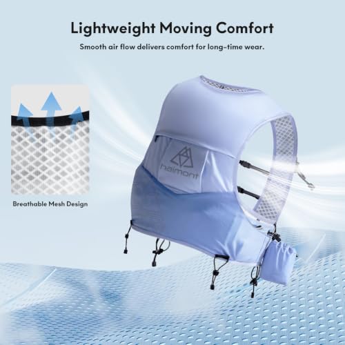 Haimont 8L Trail Running Hydration Vest with Soft Flasks - color: Light Blue, size: Medium