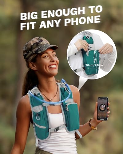 Running Vest for Women and Men, Hydration Running Backpack, Runners Vest, Hydration Vest, with Front Phone Holder, Adjustable Chest and Waist Strap - color: Dark Green, size: Only Backpack