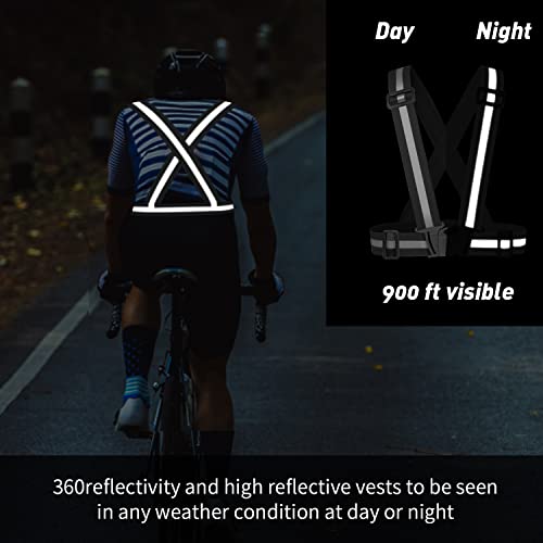 2 pcs Reflective Vest, Adjustable High Visibility Reflective Safety Straps Gear for Run, Cycling,Pet Walking - color: Black