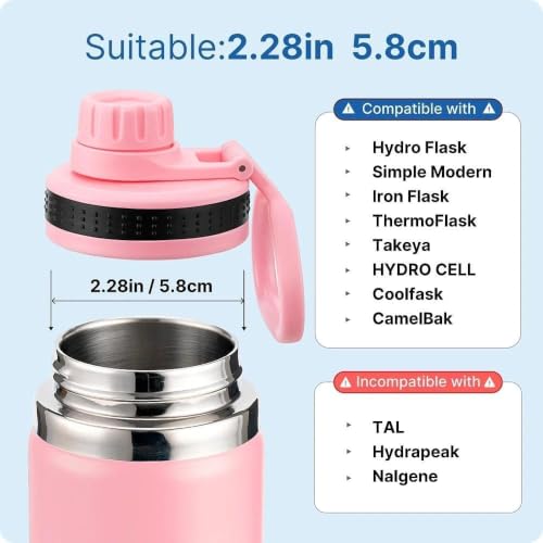 Spout Lid for Thermoflask, Takeya, Simple Modern 12-64oz Wide Mouth Bottle - color: Pink+Black