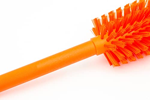 SPARTA 12 Inch Bottle Brush with Polyester Bristles and Plastic Handle, Color Coded, Large Round Head Cleaner for Bottles Jars and Food Service Equipment, Orange - color: Tan