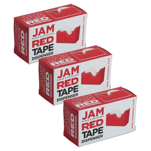 JAM PAPER Colorful Desk Tape Dispensers - Red - 3/Pack - color: Red, size: Pack of 3