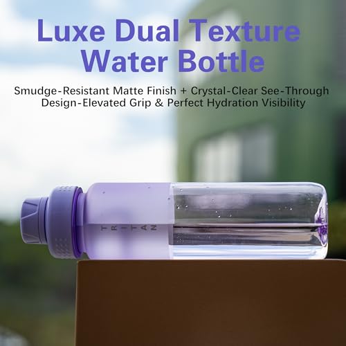 OLDLEY 32oz Frosted Clear Water Bottle, BPA-Free Tritan Plastic Reusable Water Bottle with Fast-Flow Spout Lid, Wide Mouth Leakproof Sports Drinking Bottle for Gym, School, Office, Travel,Amethyst - color: Amethyst