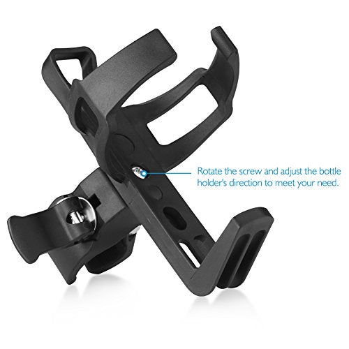 Accmor Bike Water Bottle Holders No Screws, Universal Bike Cup Holder, 360 Degree Rotatable Bike Water Bottle Cage, Water Bottle Holders for Kids Bike Adult Bike, Black - color: Black