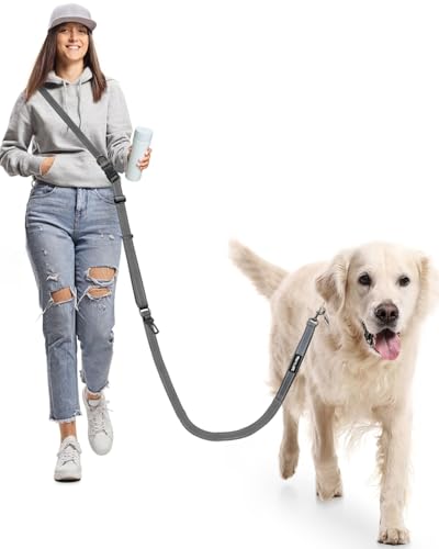 Hands Free Dog Leash, Multifunctional Crossbody Dog Leash - color: Grey, size: Large-5.9-9.5ft