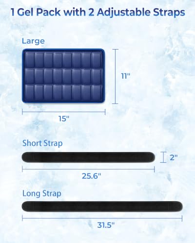 KingPavonini Soft Large Ice Pack for Injuries Reusable with Straps, 11"x15" - style: Large w/ Straps (Pack of 1)