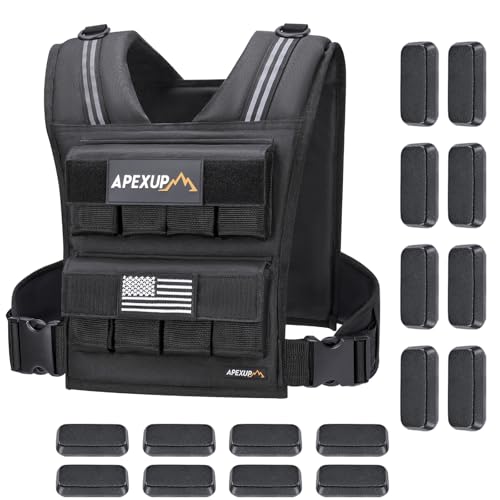 APEXUP Weighted Vest Men, Adjustable Weight Vest for Running - color: Black, size: With Weights-40lbs