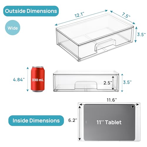 Vtopmart Clear Stackable Storage Drawers, 2 Pack Wide Plastic Organizers - style: Wide-2pack-Clear