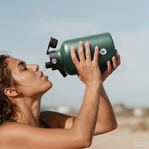 BJPKPK 64oz Insulated Water Bottle, Half Gallon Water Jug with Straw Lid - color: Navy Blue, size: 64 Ounces