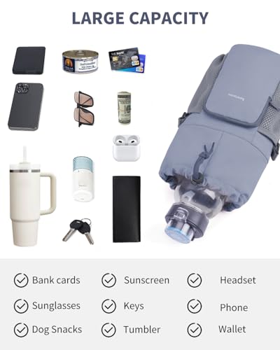 sportsnew Large Water Bottle Bag for 32/40/64oz Cup & Tumbler,Crossbody Insulated Cup Sleeve Bottle Holder Carrier with Strap - color: Gray