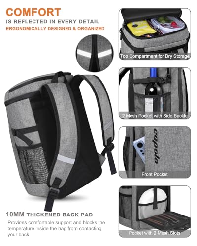 Capolo Cooler Backpack Insulated Leak Proof for Women Men Soft Cooler Bag - color: Grey, size: 36 Cans