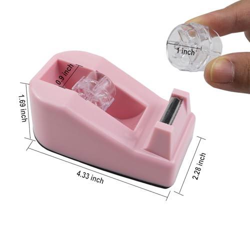 1Pcs Desktop Tape Dispenser,Adhesive Roll Holder with Weighted Nonskid Base,Office Tape Dispensers for School, Office and Home (Pink) - color: Pink