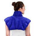 Microwavable Heating Pad for Neck, Shoulders, and Back by Joy & Grace | 5 Lb Weighted Neck & Shoulder Wrap | Moist Heat Therapy Pack for Relaxation and Comfort | Soft Micro-Mink Cover | Scented Blue - color: Blue, style: Scented