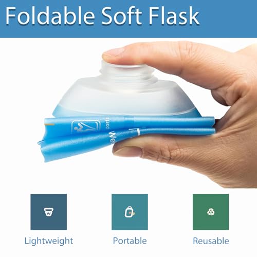 CLINTT 500ml Soft Flask, Foldable Running Water Bottle, TPU Folding Soft Water Flask, BPA-Free Collapsible Flask for Hydration Pack Running Vest, Cycling, Climbing, Hiking - 2Pcs, White - color: 2pcs,500ml white