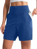 Women's 6"/9" Shorts with Zipper Pocket - color: 6″-blue, size: X-Large