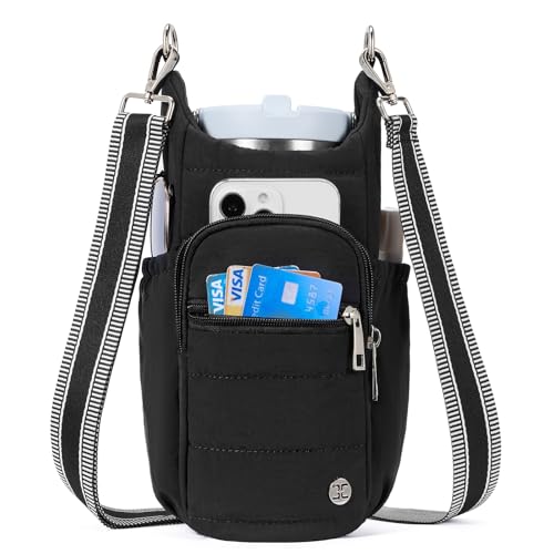 Telena Water Bottle Holder with Strap RFID Crossbody Bags for Women - color: Black