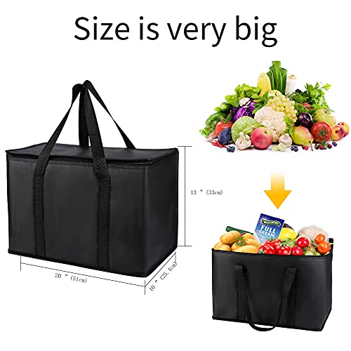 musbus 2Pk Insulated Reusable Grocery Bags, Collapsible Cooler Bag for Groceries, Heavy Duty Large Insulated Bag (16''x9''x13'', Spring Stroll) - color: Black, size: XX-Large（20W x 13H x 10D）