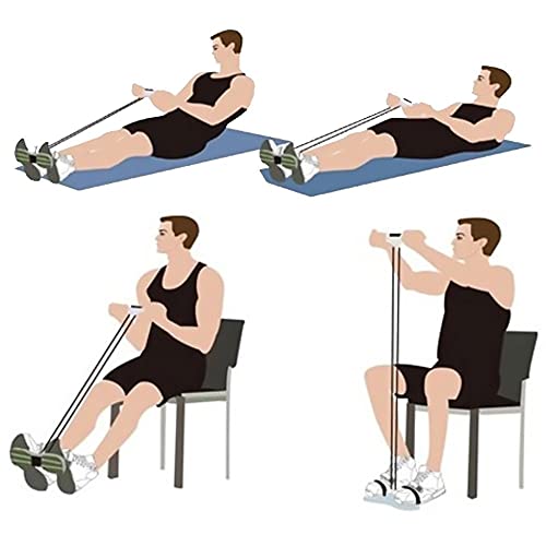 KEVENZ Pedal Resistance Band, 4-Tube Natural Latex Yoga Pedal Puller Resistance Band Comes with Elastic Pull Rope, Fitness Equipment for Abdomen, Waist, Arm, Yoga Stretching Slimming Training