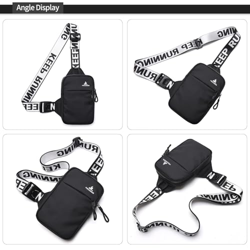 Peicees Mini Crossbody Sling Bag Chest Bag Dual Pocket Water Resistant Fanny Pack Running Phone Holder for Men Women Workout Travel, Army Green - color: Army Green