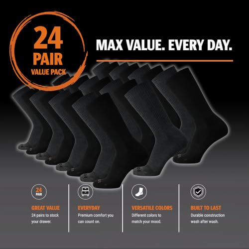AND1 Mens Athletic Crew Socks 24 Pack Cushioned Comfort Socks - color: Heather Gray/Black