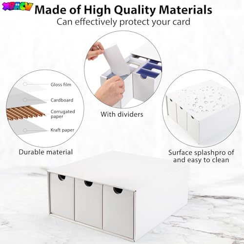 Trading Card 3 Drawer Top Loaders Storage Box with 20 Card Dividers - size: 1 piece 10in for Standard