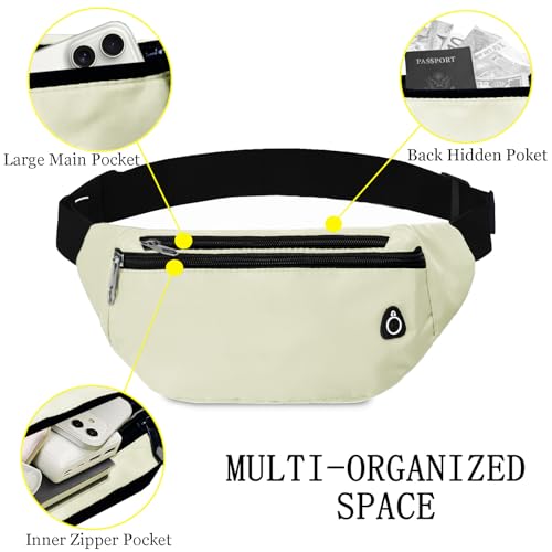 Fanny Pack for Women Men,Crossbody Water Resistant Sports Waist Bag Pack - color: 1pack-beige