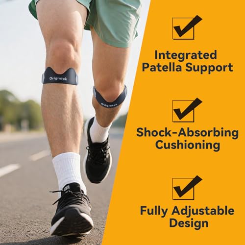 Patellar Tendon Support Strap, Adjustable Non-Slip Patella Band Knee Brace Stabilizer for Jumpers Knee, Tendonitis, Running, Basketball, Volleyball, Squats, Two Straps for Adults Teens, 1 Pack