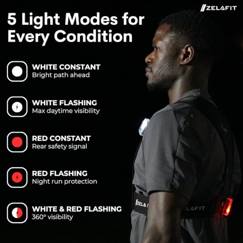 1x Ultra-bright LED Running Lights for Runners – Up to 18-Hour Battery, Clip-On Safety Light for Night Running, Attaches to Vest or Clothing – Ultra-Lightweight, USB-C Rechargeable, Water-Resistant