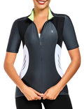 Little Donkey Andy Women's Half Zip Breathable Cycling Vests Reflective Sleeveless Jerseys Shirts Running 4 Rear Pockets - color: Short Sleeve-steel Grey, size: Medium