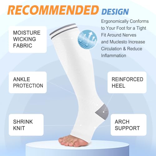 CTHH Toeless Compression Socks for Women & Men Open Toe Knee High Stocking - color: Black/Brown/White/Gray, size: Small-Medium