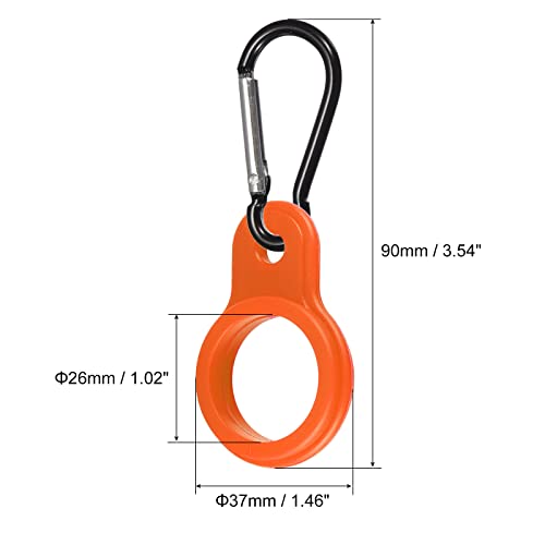 Silicone Water Bottle Clip with Buckle, 3 Pack Drink Holder Hook Keychain Clip Ring for Outdoor Activities Daily Use, Orange Black