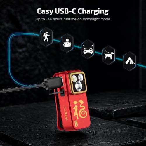 OLIGHT Oclip Pro Rechargeable EDC Clip-on Flashlight, FS Red - color: Red