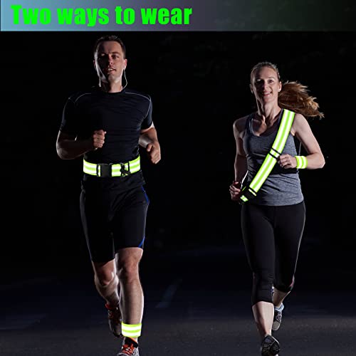 Saintrygo 6 Pcs Reflective Sash for Walking at Night Reflective Strap Arm Band High Visibility Belt Safety Ankle Strap for Visibility Vest Clothing Running Gear - color: Fluorescent Green