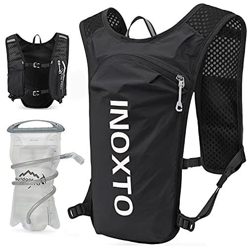 INOXTO Running Hydration Vest Backpack,Lightweight Insulated Pack with 1.5L Water Bladder Bag Daypack for Hiking Trail Running Cycling Race Marathon for Women Men - color: Black