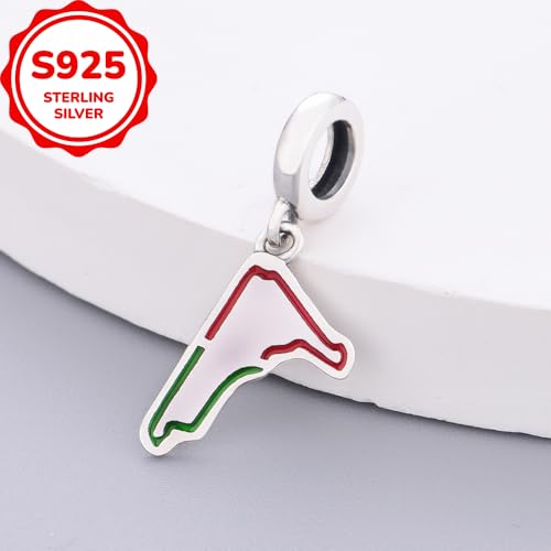 F1&Famous Race Racetrack Charm for Bracelet Necklaces, S925 Sterling Silver Charms, UK Brazil Spain Race Track Charms Jewelry Racing Souvenirs Gift - color: Race Racetrack Q3908