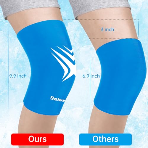 Extended Leg Knee Ice Pack Wrap Sleeve for Knees Injuries Reusable 2 Pack - color: Blue-2pack