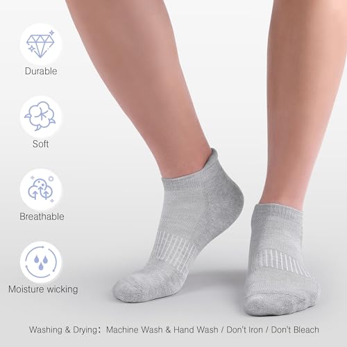 Felicigeely Athletic Running Ankle Socks Cushioned Low Cut Men Women 6 Pack - color: Pure Grey, size: 9-12