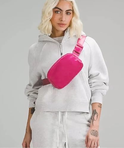 YOSHUYUKI Fanny Pack Cross Body Small Crossbody Bags for Women Men Trendy Nylon Waterproof Mini Purse Travel Running Belt Bag Lulu Dupes Bum Hip Chest Waist Pack Side Bag Must Have Hot Pink - color: Rare Sonic Pink