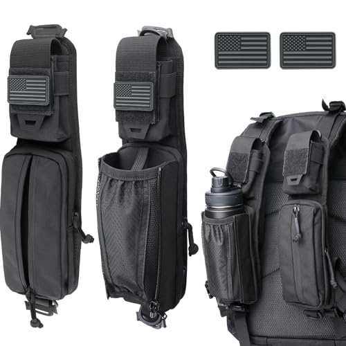 WYNEX Molle Backpack Shoulder Strap Pouches of Water Bottle Pouch Version - color: Black-2pcs-A+B
